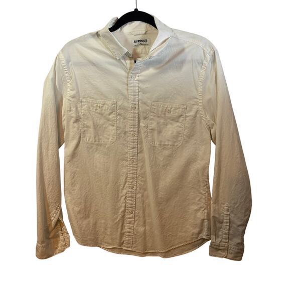 Express White Button Down Pockets Medium Casual Men's - Picture 1 of 5